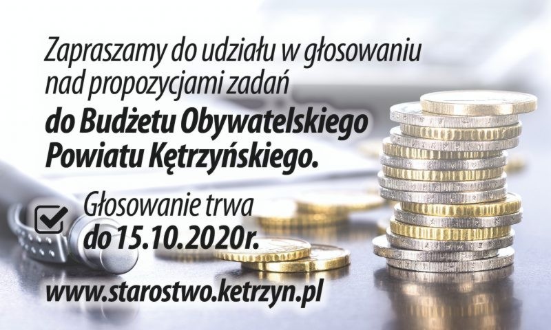 Zapraszamy do udziału w głosowaniu w drugiej edycji Budżetu Obywatelskiego Powiatu Kętrzyńskiego na 2021 r.