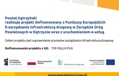 ikona err powiat kętrzyński realizuje projekt dofinansowany z funduszy europejskich e-zarządzanie infrastrukturą drogową w zarządzie dróg powiatowych w kętrzynie wraz z uruchomieniem e-usług