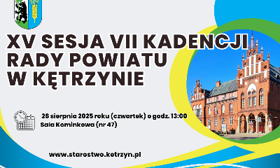 Plakat informujący o XV sesji Rady Powiatu