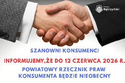 Plakat informujący o nieobecności Rzecznika Praw Konsumenta