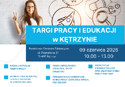 Zdjęcie przedstawia plakat z informacją o targach pracy