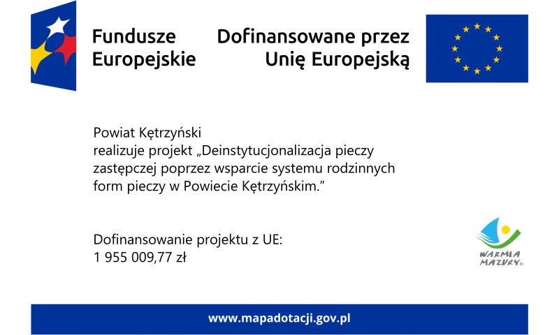 Plakat w sprawie dofinansowania przez fundusze europejskie projektu 