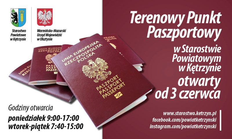 Zapraszamy 3 czerwca do nowo otwartego Terenowego Punktu Paszportowego