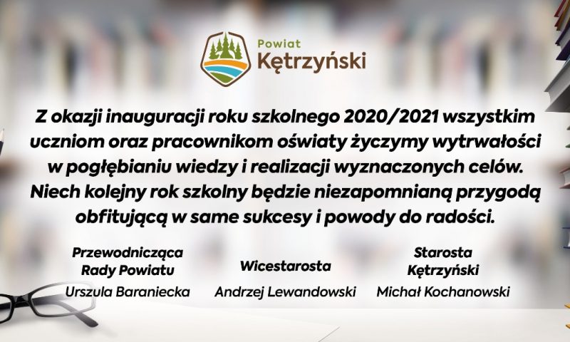 Życzenia  samorządu powiatu kętrzyńskiego z okazji inauguracji roku szkolnego 2020/2021