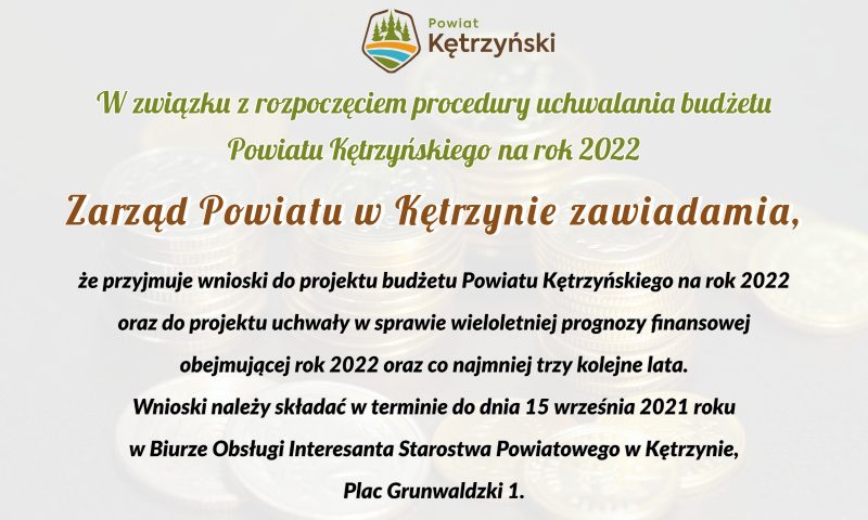 Informacja ws. uchwalenia budżetu Powiatu Kętrzyńskiego na rok 2022