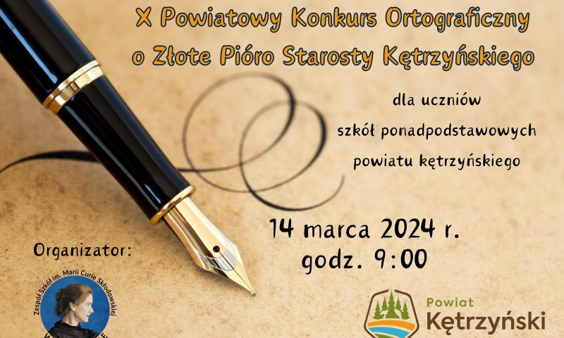 X edycja konkursu ortograficznego o „Złote Pióro” Starosty Kętrzyńskiego