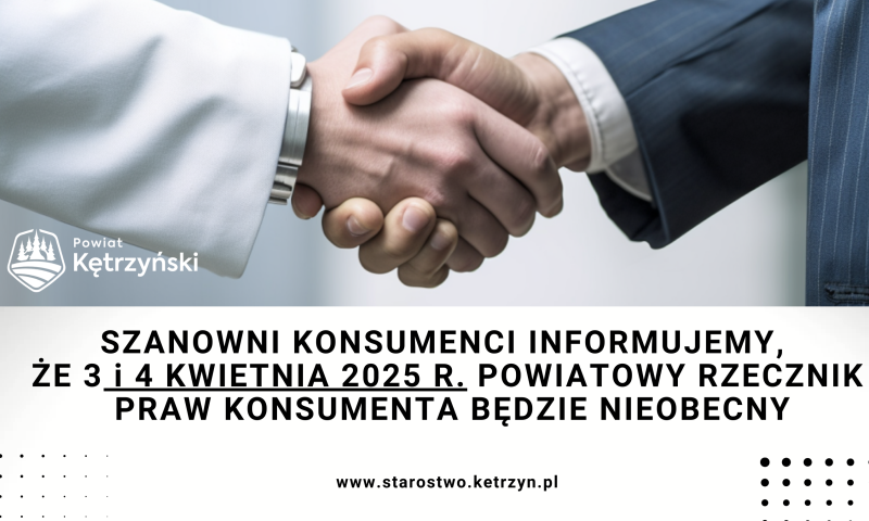 Komunikat ws. nieobecności Powiatowego Rzecznika Praw Konsumenta