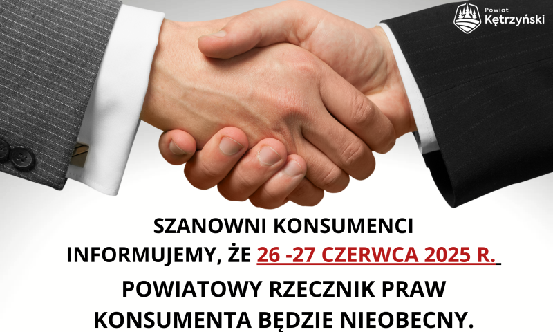 Komunikat ws. nieobecności Powiatowego Rzecznika Praw Konsumenta