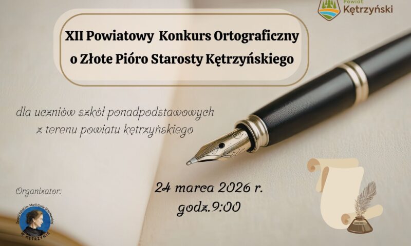 XII Powiatowy Konkurs Ortograficzny o „Złote Pióro” Starosty Kętrzyńskiego