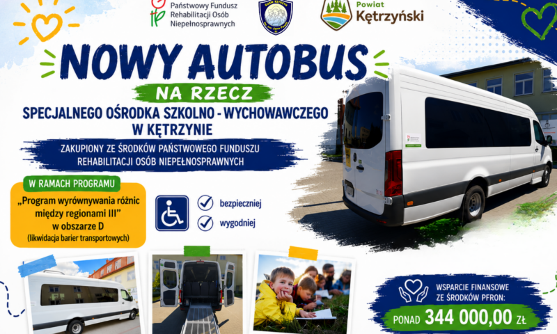 Nowy autobus dla SOSW w Kętrzynie już służy uczniom i podopiecznym.