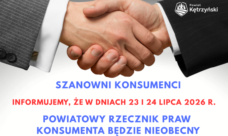 Komunikat ws. nieobecności Powiatowego Rzecznika Praw Konsumenta
